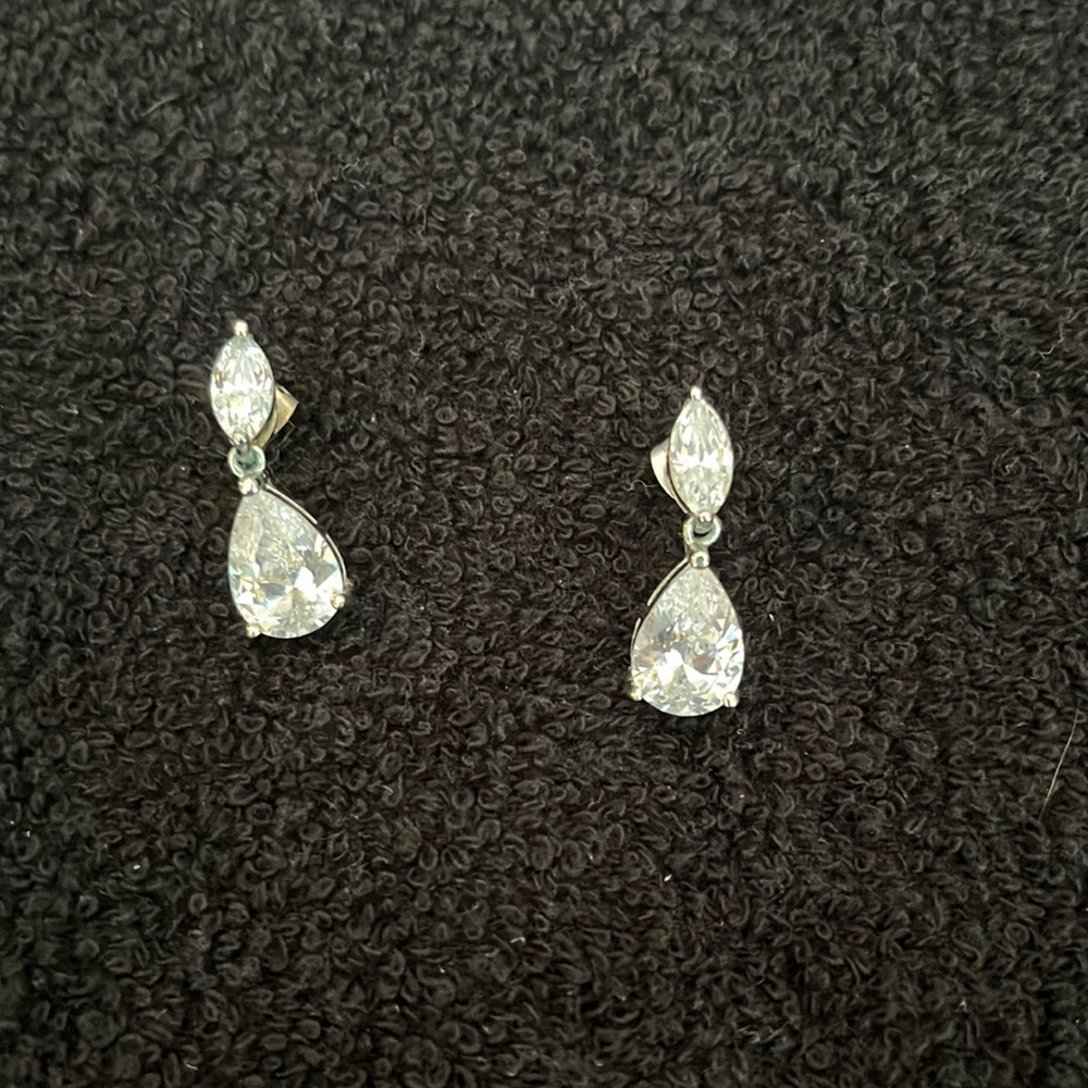 CZ diamonds earrings 1” drop